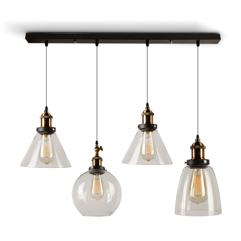 Modern Industrial Glass Chandelier Vintage Hanglamp Stained Smoky Glass Ceiling Suspension Chandelier Lighting Fixture