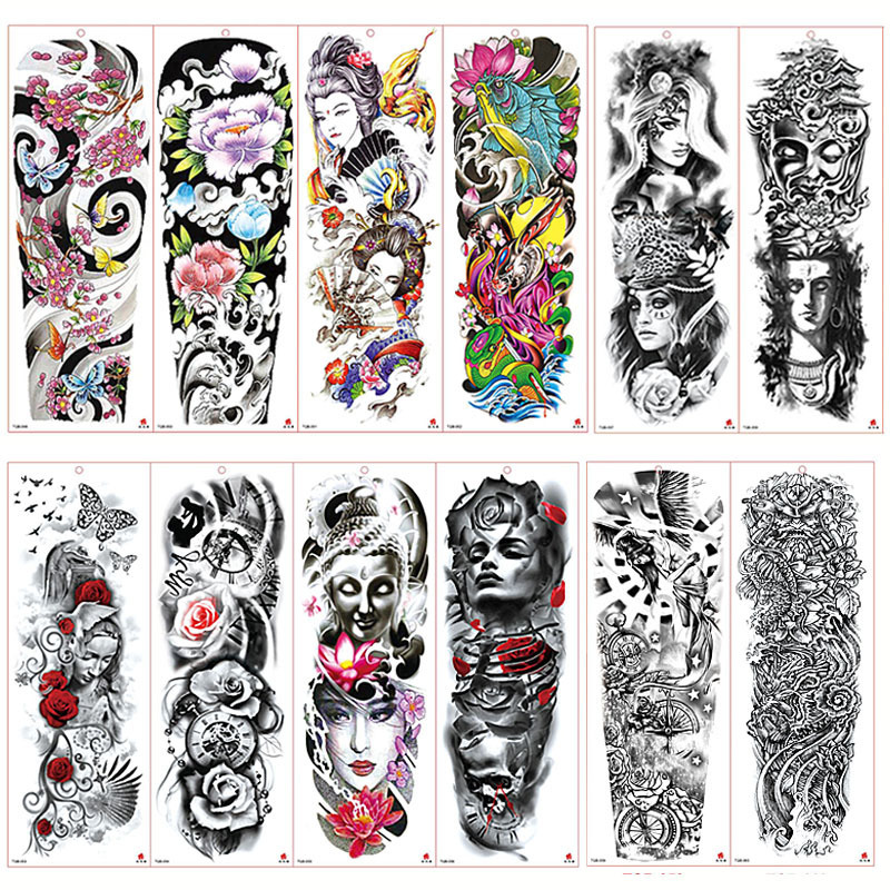 Large Arm Sleeve Tattoo Waterproof Temporary Tattoo Sticker Forest Tiger Lion Full Flower Tatoo Body Art Tattoo Girl