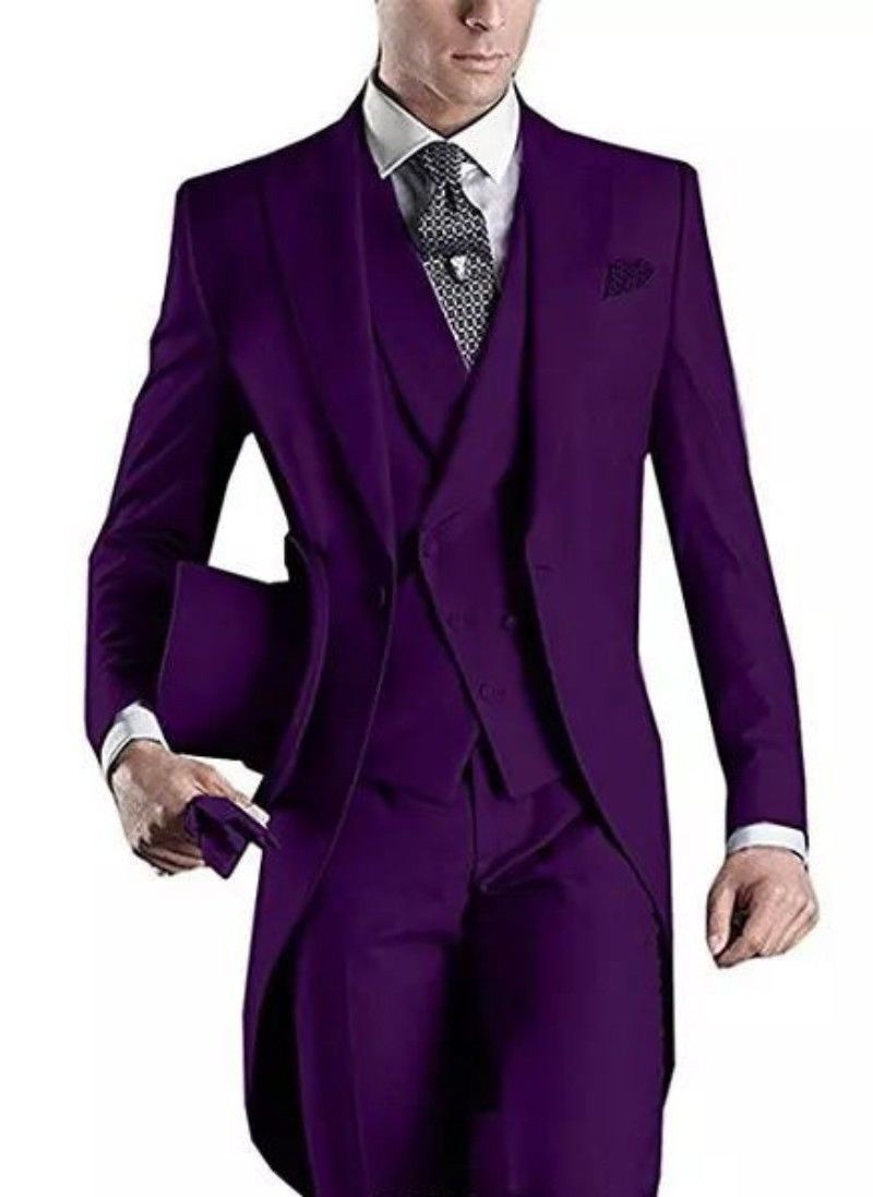 Custom Made Mens Designer Suits 2019 Peaked Lapel Three Pieces Groom Tuxedos Men's Slim Fit Tailcoats (Jacket+Vest+Pants)