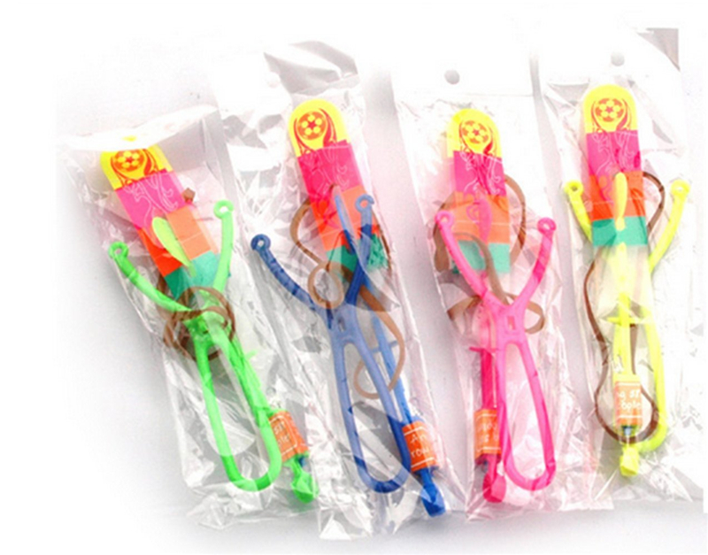 Amazing LED Light Arrow Rocket Helicopter Rotating Flying Toys Flying Catapult Toy Light Up Toy Kid Party Favor Toy Fun Gift Elastic