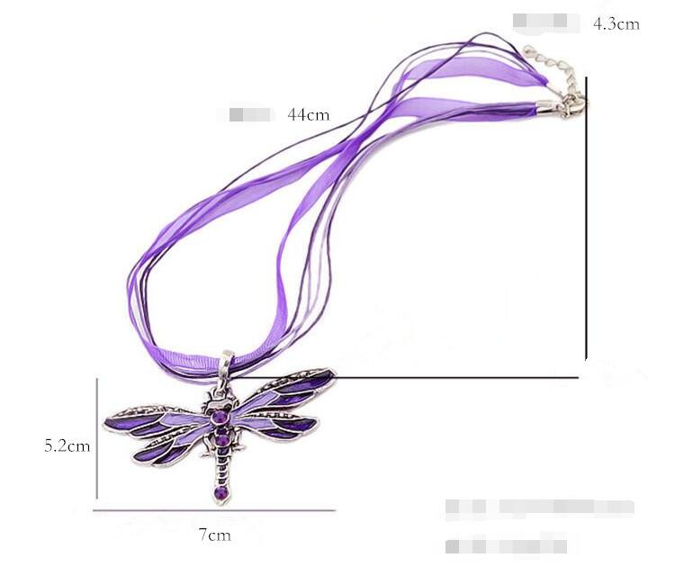 Necklace Silver Dragonfly Statement Necklaces Pendants Vintage Rope Chain Necklace Women Accessories GB