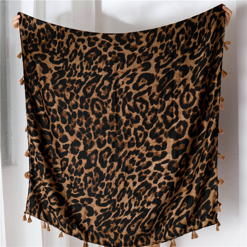 scarf women Square 2020 scarf women leopard polka dots fringe viscose shawl scarf For Women Neckerchief Fashion
