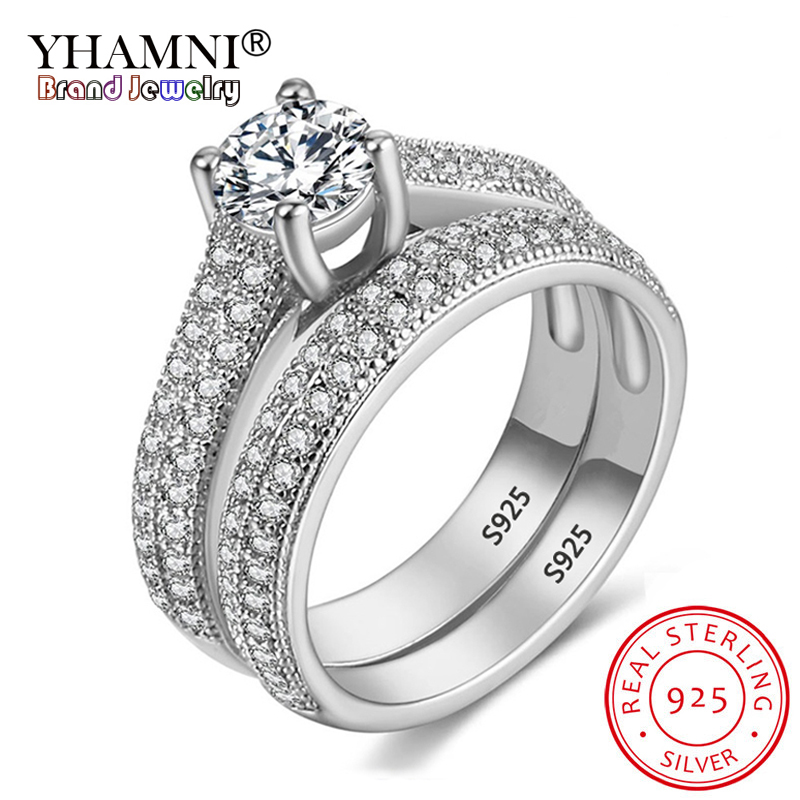 YHAMNI With Certificate Luxury Original 925 Silver Wedding Ring Set Have S925 Logo Dazzle Zirconia Diamond Band Rings For Women 2Pcs/set
YHAMNI With Certificate Luxury Original 925 Silver Wedding Ring Set Have S925 Logo Dazzle Zirconia Diamond Band Rings For Women 2Pcs/set