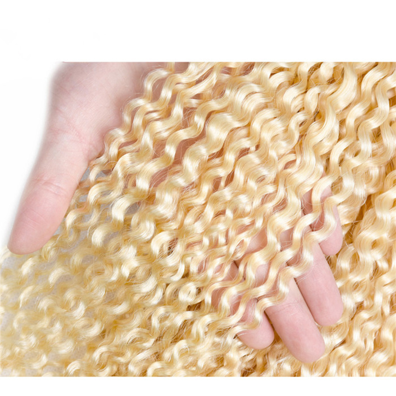 DHL Fedex Free 100g/piece 3pcs/lot brazilian malaysian blonde hair color 613 kinky curly blonde hair