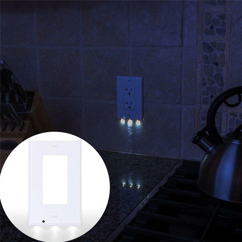 Plug Cover LED Night Light PIR Motion Sensor Safety Light Angel Wall Outlet Hallway Bedroom Bathroom Night Lamp