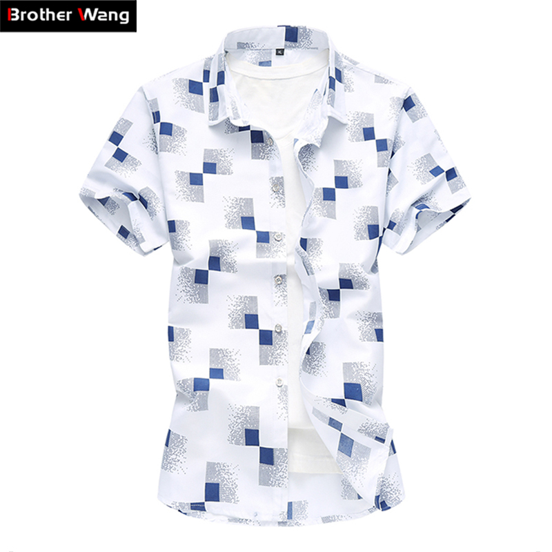 2019 summer new men's casual plaid shirt Fashion print Hawaii short-sleeved shirt male Brand clothes Plus Size 5XL 6XL 7XL, Navy blue
2019 summer new men's casual plaid shirt Fashion print Hawaii short-sleeved shirt male Brand clothes Plus Size 5XL 6XL 7XL, Navy blue