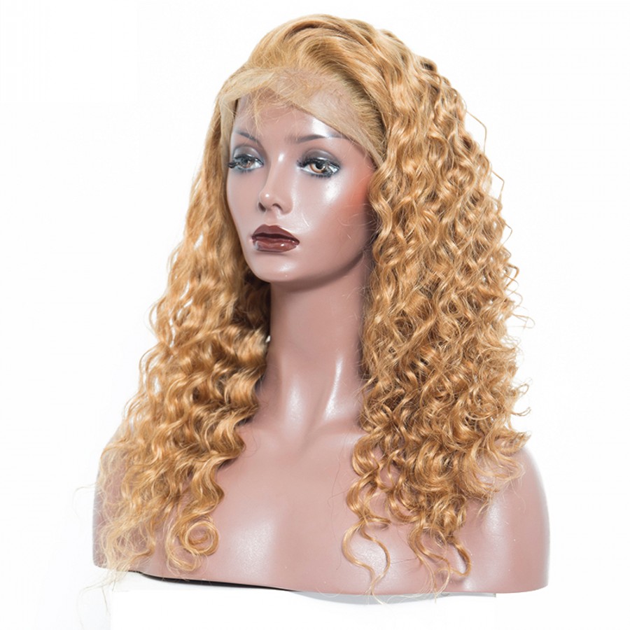 Honey Blonde #27 brazilian Lace Front Wigs for black Women kinky Curly synthetic hair Wig Pre Plucked natural hairline