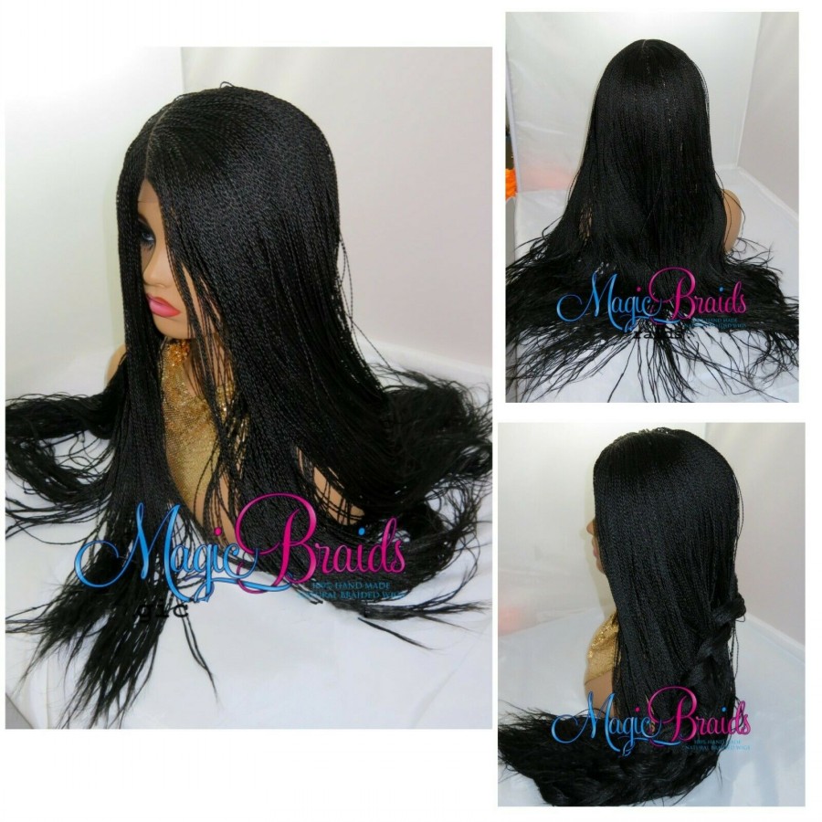 Handmade braided full lace front wig black/brown /burgundy /ombre senegalese twist wig micro lace frontal braids wig with baby hair