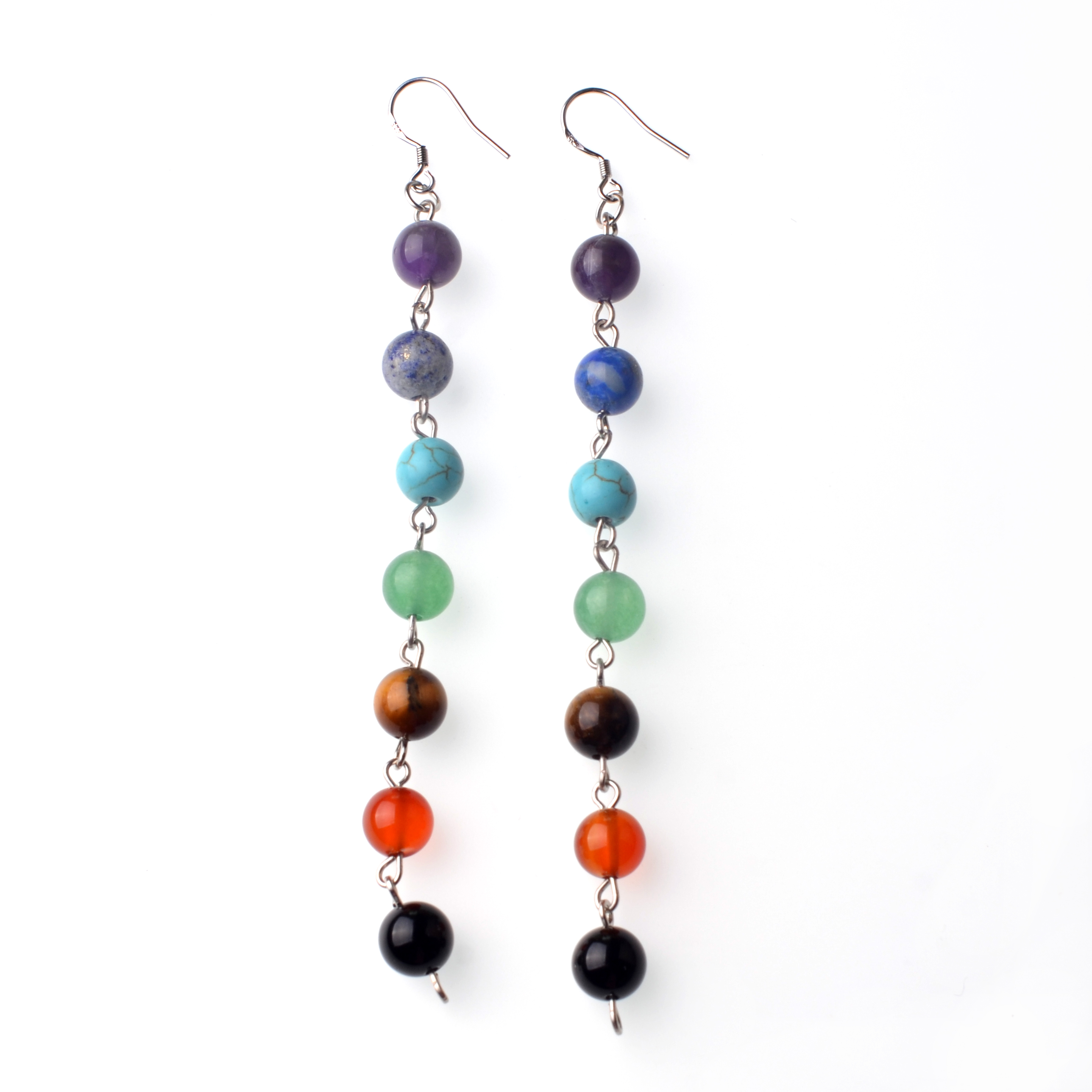 Seven chakras round bead earrings women's elegant fashion charm earrings