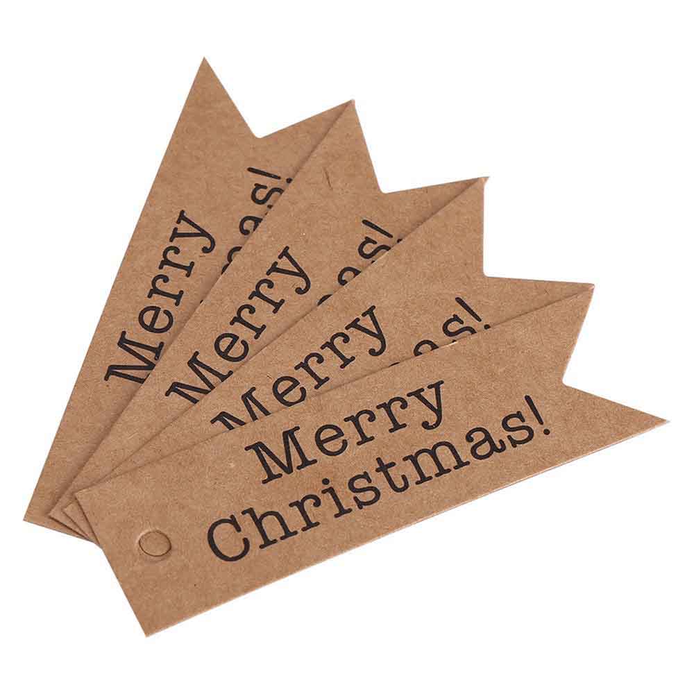 Merry Christmas Gift Tags Candy Bag Box Hang Paper Tags Label Xmas Gift Craft Card String Christmas Tree Decoration