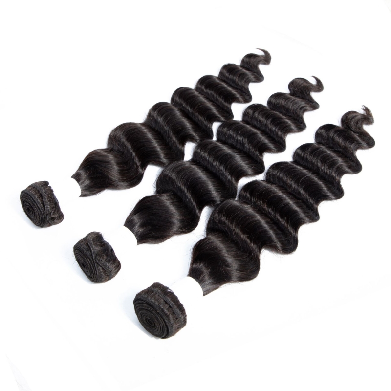 Brazilian Human Hair Extensions Loose Deep 6 Bundles Double Wefts Yirubeauty Natural Color Curly 10-30inch