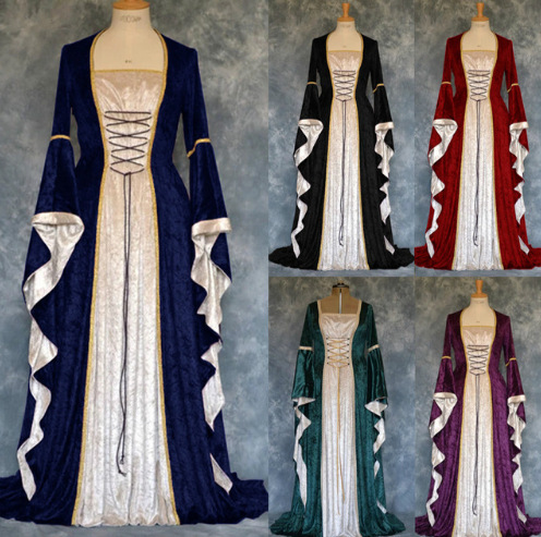Spot Dresses European American models Gold velvet band flared sleeves retro medieval long section and ground dress women
Spot Dresses European American models Gold velvet band flared sleeves retro medieval long section and ground dress women