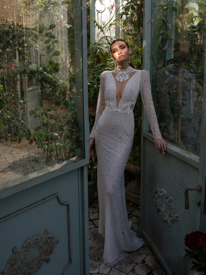 Vintage 2019 Mermaid Wedding Dresses Crystal High Neck Lace Bridal Gowns Backless Trumpet Plus Size Long Sleeves Garden wedding dress