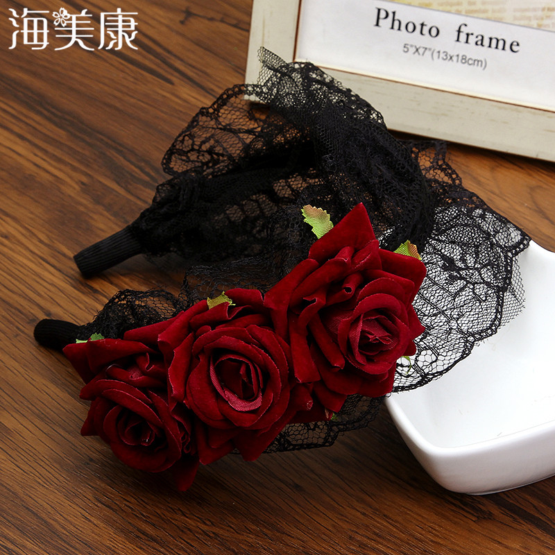 Haimeikang Halloween Rose Flower Lace Tiaras Crowns Headband Black Vintage Lolita Style Easter Festival Women Hair Accessories
Haimeikang Halloween Rose Flower Lace Tiaras Crowns Headband Black Vintage Lolita Style Easter Festival Women Hair Accessories