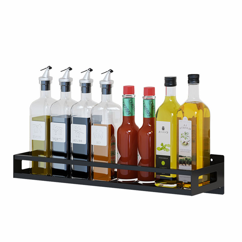 kitchen rack Stainless steel spice rack free punching wall-mounted oil salt sauce vinegar storage bathroom wall shelf