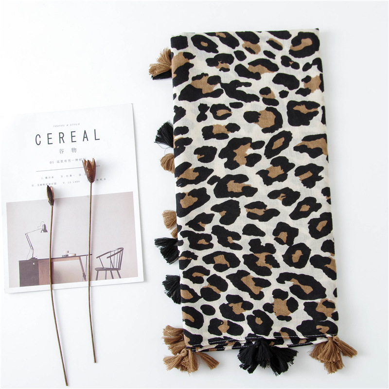 Fashion Women Leopard Print Scarf 180*90cm Leopard Stole Thin Cotton Warm Large Shawls and wraps foulard