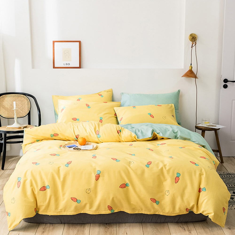 Cotton bedding set  Full Queen/King single double bed Duvet Cover flat bed sheet pillowcase home bedroom linings carrot, Silver 
Cotton bedding set  Full Queen/King single double bed Duvet Cover flat bed sheet pillowcase home bedroom linings carrot, Silver