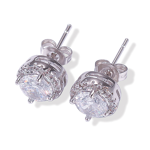 New Fashion White Gold Black Cubic Zirconia Mens and Womens Stud Earrings Hip Hop Round Square Cz Diamond Earring Studs for Couples Bijoux