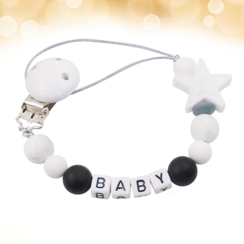 1Pc Baby Pacifier Chain Silicone Infant Soother Pacifier Chain Baby Teether Ring Anti-drop Strap Clip (White