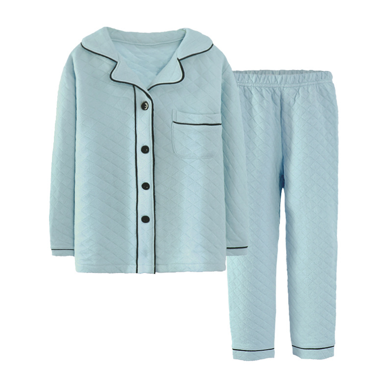 Women Winter Cotton Unisex Family Sleepwear 2pcs Piping Sleep Shirt with Pants Pajamas Sets for Mom Dad and Kids Home Lounge Wear Multicolor