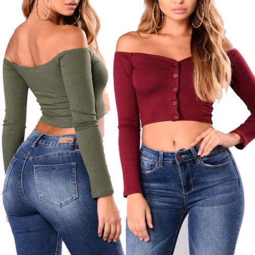 Hot Sexy Women Off Shoulder Long Sleeve Crop Tops Shirt Bandeau T-shirt Jumper Vest Cami Top Retro, Green
Hot Sexy Women Off Shoulder Long Sleeve Crop Tops Shirt Bandeau T-shirt Jumper Vest Cami Top Retro, Green