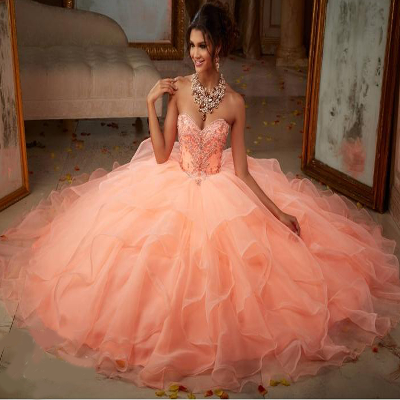 2020 Pricness Quinceanera Dresses Cascading Ruffles Tulle Junior Beaded Crystal Sweet 16 Long Prom Party Gowns Pageant Dresses