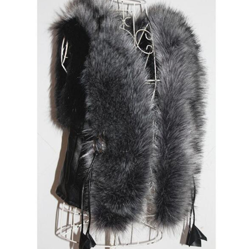 2018 New Fashion Spring Winter Leather Fur Vest Plus Size 6Xl Casual Women Coat Sleeveless Warm Autumn Fur Vest Outerwear