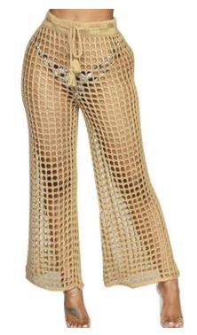 Women Mesh Hollow Out Knitted Drawstring Khaki Wide Leg Pants Sexy See-through Loose Holiday Beach Pants Summer Trousers AE156, Black
Women Mesh Hollow Out Knitted Drawstring Khaki Wide Leg Pants Sexy See-through Loose Holiday Beach Pants Summer Trousers AE156, Black