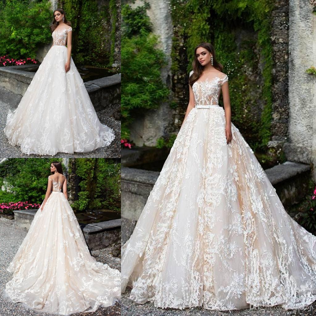 Milla Nova Backless Wedding Dresses With Detachable Skirt A-Line Appliqued Sheer Jewel Neck Court Train Plus Size Vintage Bridal Gowns, White
Milla Nova Backless Wedding Dresses With Detachable Skirt A-Line Appliqued Sheer Jewel Neck Court Train Plus Size Vintage Bridal Gowns, White