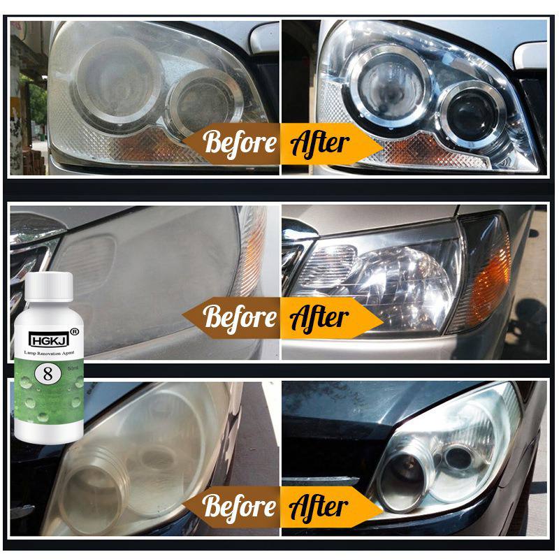 50ML Car Headlight Restoration Kit Headlamp Repair Cleaner Hydrophobic Glass Coating Auto Polish Cleaning Coat Plating Tool HGKJ-8