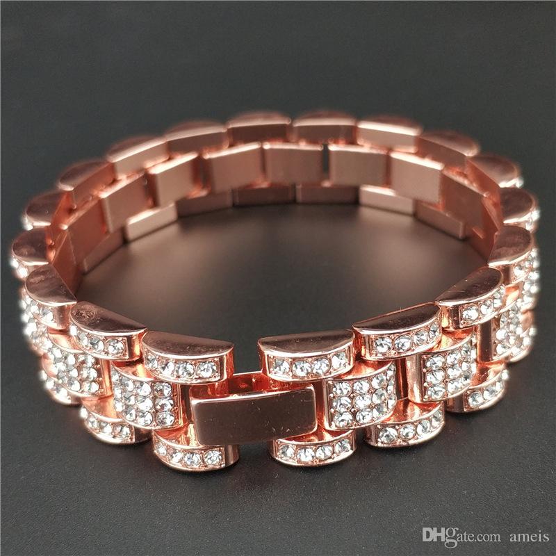 iced out chains Bracelet for Men's diamond tennis bracelet iced out cuban link chains hip hop bling chains jewelry men