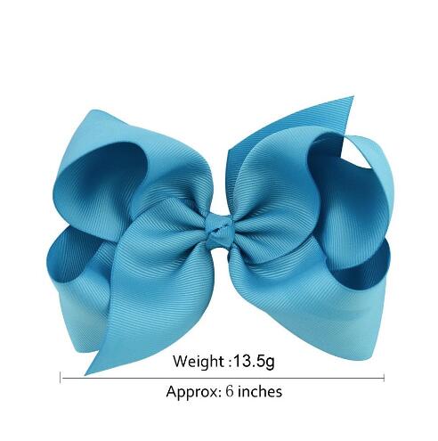 40 Color 6 inch Boutique Solid Ribbon Grosgrain Hair Bow With Clips For Kids Girls Handmade Hair Accessories