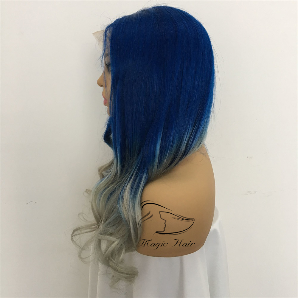 Full Lace Human Hair Wigs Pre Plucked Brazilian Remy Hair Blue and white porcelain style natural wave Lace front human hair Wig