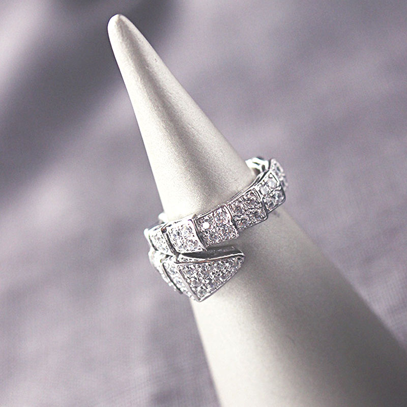 Fashion Snake Ring White Gold Filled Micro Pave Diamond cz Engagement Wedding Band Rings For Women Bridal Party Jewelry Gift