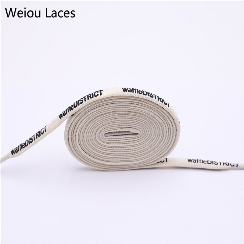 Weiou Brand New 7mm Double-sided Printing Shoelace Extra Long Shoestring Sports Clothing Drawstring Beige Flat Laces