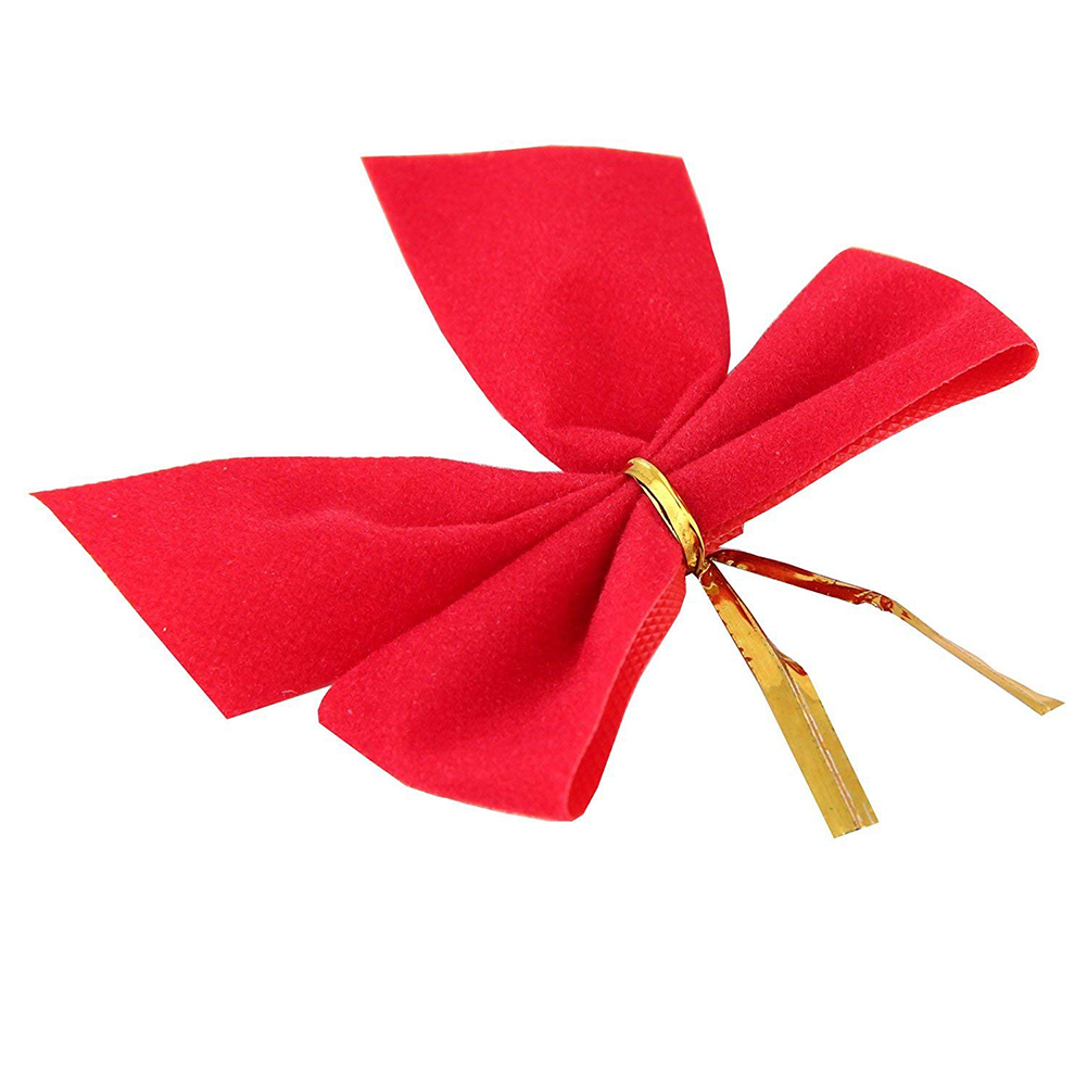 12 Pcs Christmas Bowknot Decorations Mini Red Velvet Bowknot Xmas Ribbon Ornaments Colorful