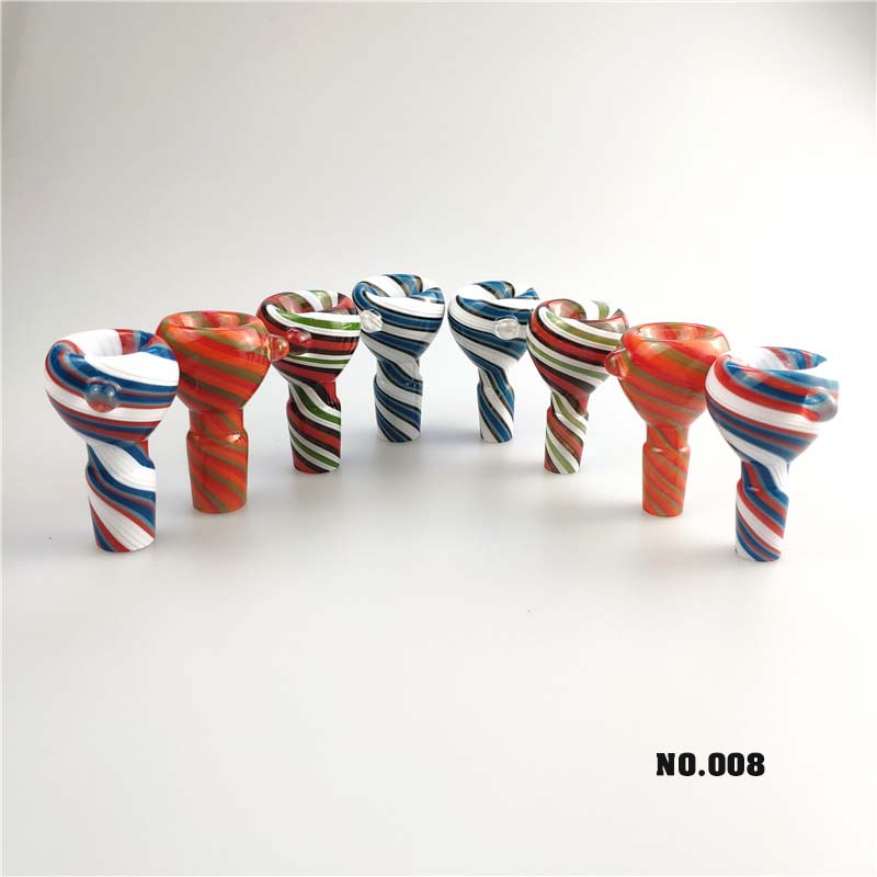 Glass Bowls with colorful stripes for 14mm/18mm Male for Glass Bongs Oil Rig Water Pipes free shipping hh
Glass Bowls with colorful stripes for 14mm/18mm Male for Glass Bongs Oil Rig Water Pipes free shipping hh
