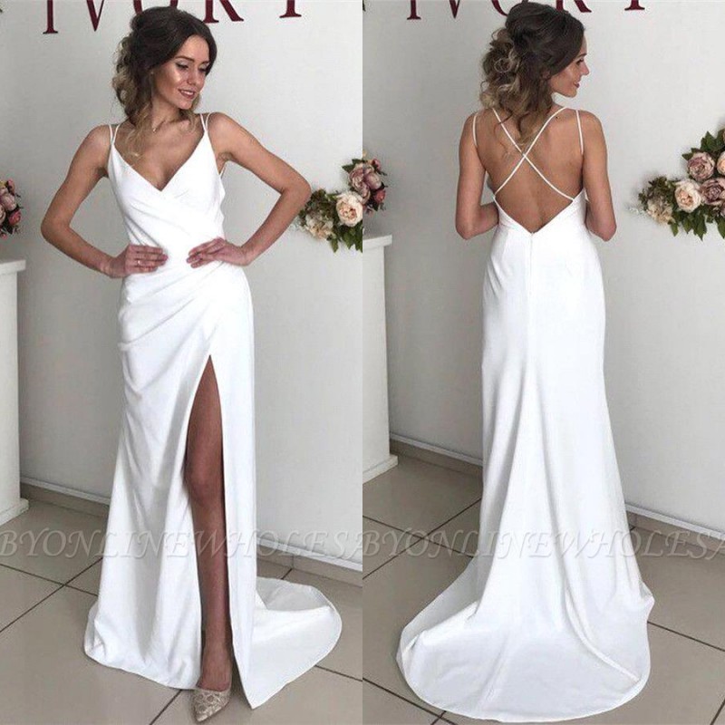2020 Simple Sexy Split Side Mermaid Wedding Dresses V Neck Lace Up Backless Bridal Gowns Country Style Boho Wedding Dress BC3472, Gold
2020 Simple Sexy Split Side Mermaid Wedding Dresses V Neck Lace Up Backless Bridal Gowns Country Style Boho Wedding Dress BC3472, Gold