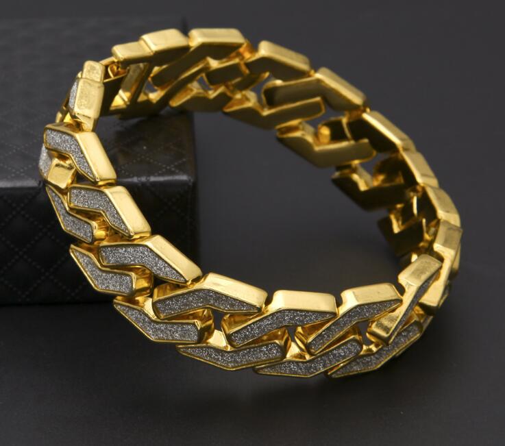 Cuban Chain Bracelet For Mens Tops Quality Pop Club Accessories Ice Out Hip Hop Bracelets Gold Plating Bangle Zircon Chains WY338