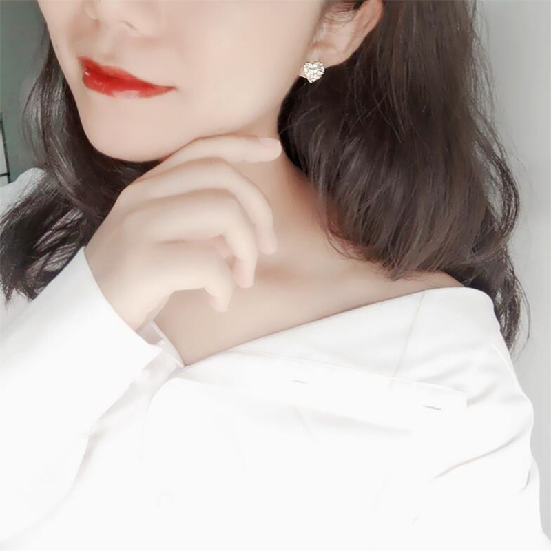 Korean Luxury Jewelry 925 Sterling Silver&Gold Fill T Princess Cut White Topaz CZ Diamond Cute Women Stud Earring For Valentine's Day gift