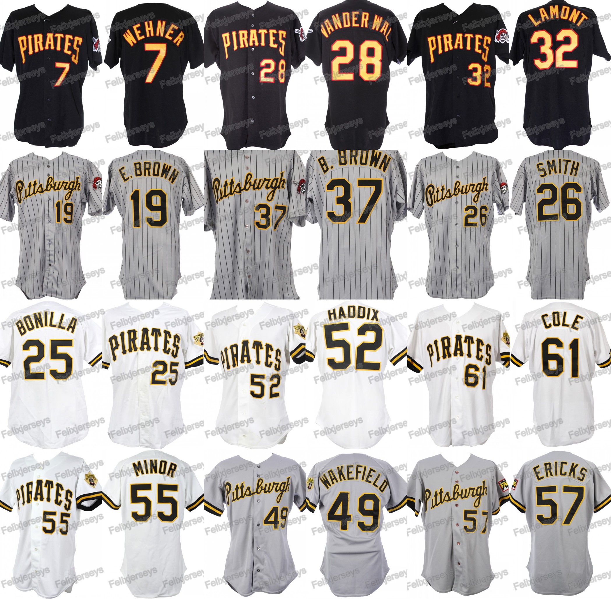 Pittsburgh John Vander Wal Gene LaMont Emil Brown Bobby Bonilla Brian Smith John Wehner Brant Brown Tim Wakefield Haddix Jersey, As pic
Pittsburgh John Vander Wal Gene LaMont Emil Brown Bobby Bonilla Brian Smith John Wehner Brant Brown Tim Wakefield Haddix Jersey, As pic