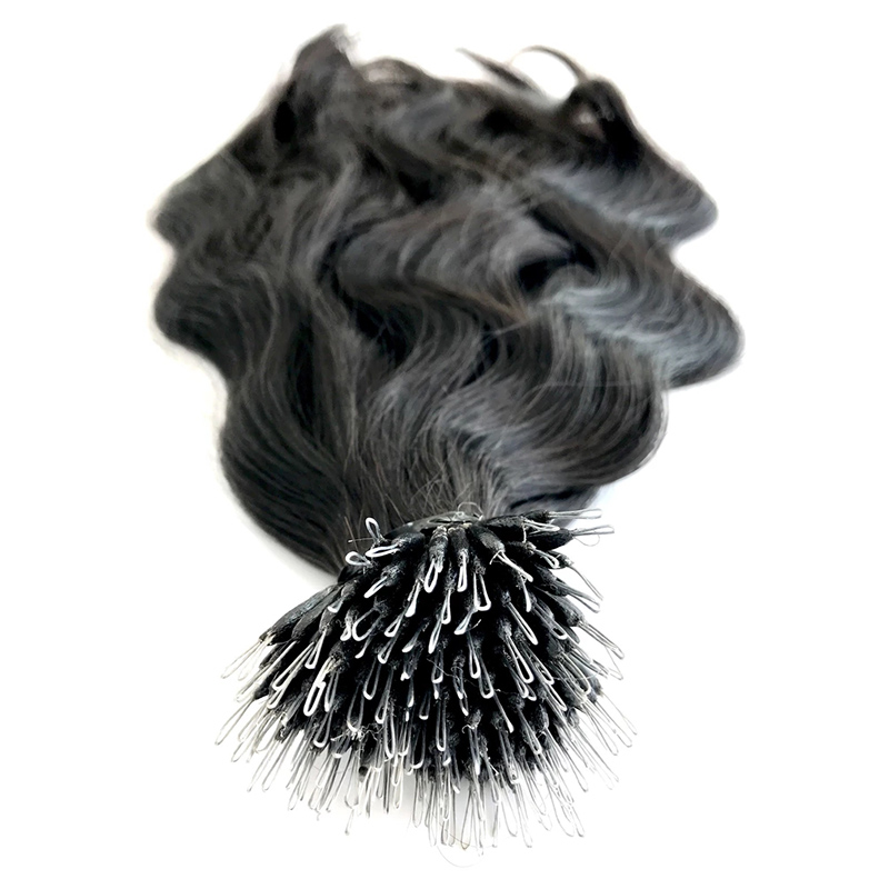 8a grade body wave nano ring virgin hair natural color rings hair extension for women 0 8g s 200s lot