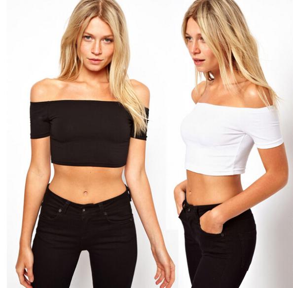 Fashion Summer T shirt Women' Black White Sexy Crop Top Off Shoulder Tees Short Sleeve fashion, E211
Fashion Summer T shirt Women' Black White Sexy Crop Top Off Shoulder Tees Short Sleeve fashion, E211