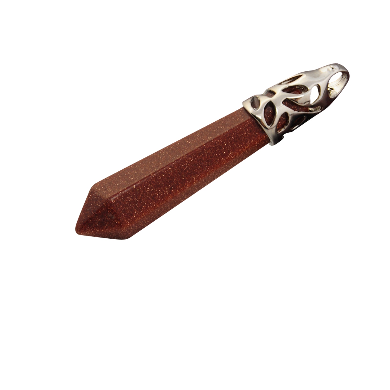 Hexagonal Column Shape Healing Tip Chakra Pendant Quartz Crystal Stone Charm Necklace