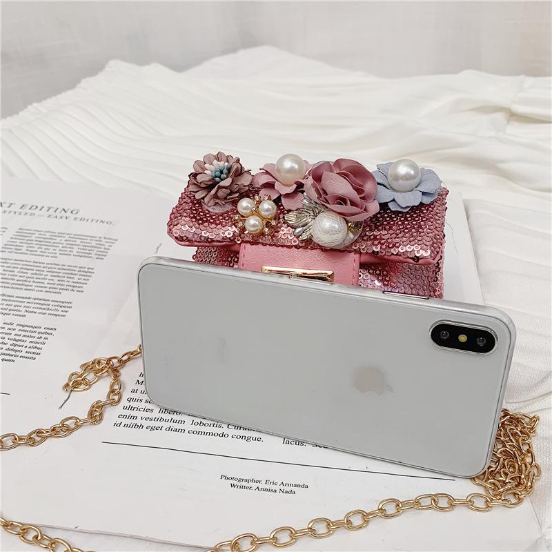 PU leather paillette floral women round coin purse kids wallet children small pouch money bag bolsa carteira feminina for girls