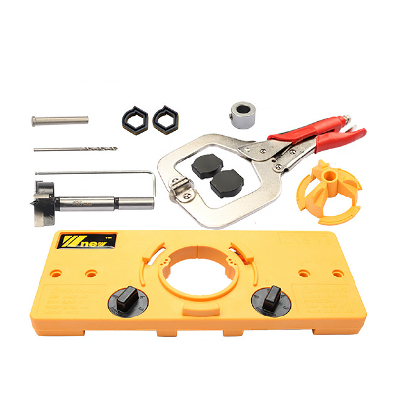 35MM Cup Style Hinge Drill Bit Boring Guide Door Hole Drill Locator Jig Guide With Vise Grip For Tools Set
35MM Cup Style Hinge Drill Bit Boring Guide Door Hole Drill Locator Jig Guide With Vise Grip For Tools Set