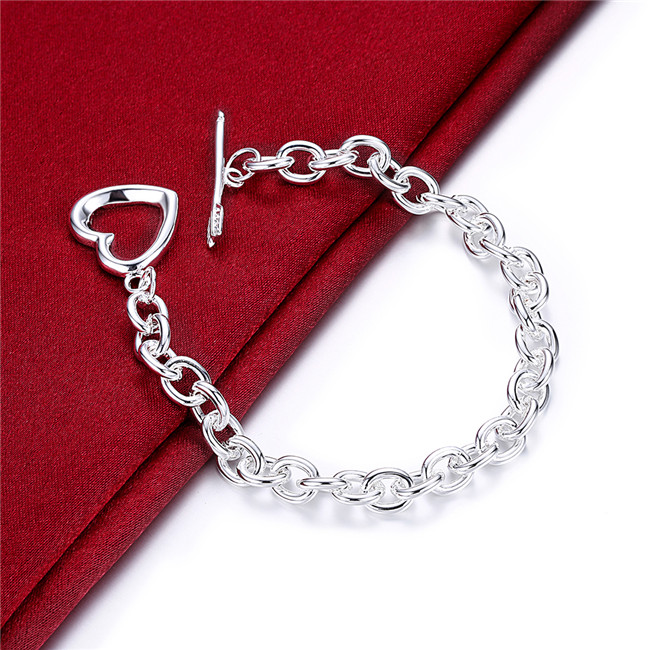 Hot sale best gift 925 silver Stone mandrel Bracelet - no words DFMCH034, brand new fashion 925 sterling silver plated Chain link bracelets
