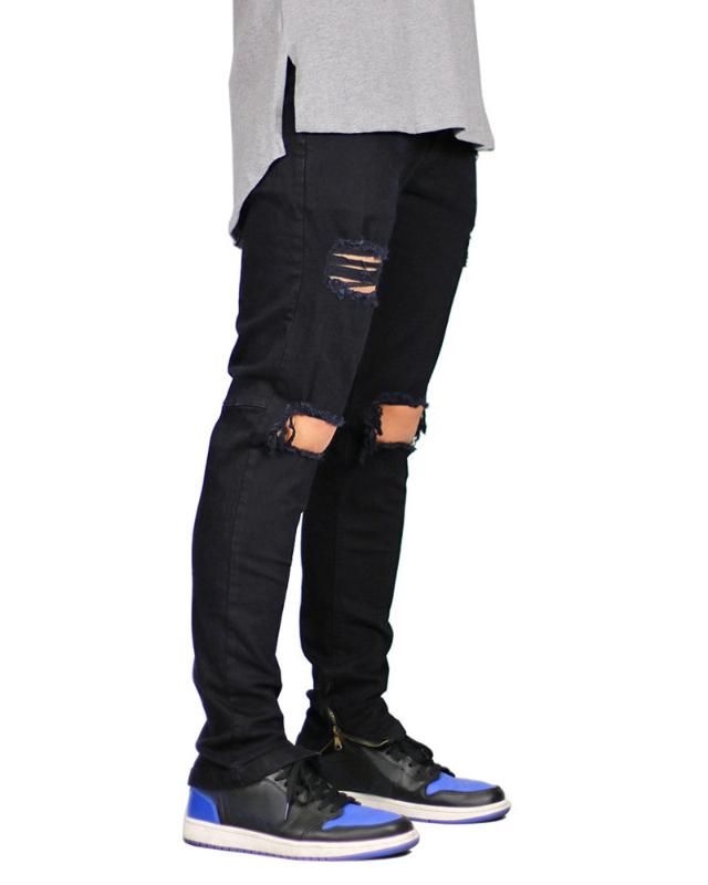 Men's Jeans Pantalones Vaqueros Hombre Moda Masculina Black Men European American Slim Fit Jean Homme Skinny Ripped