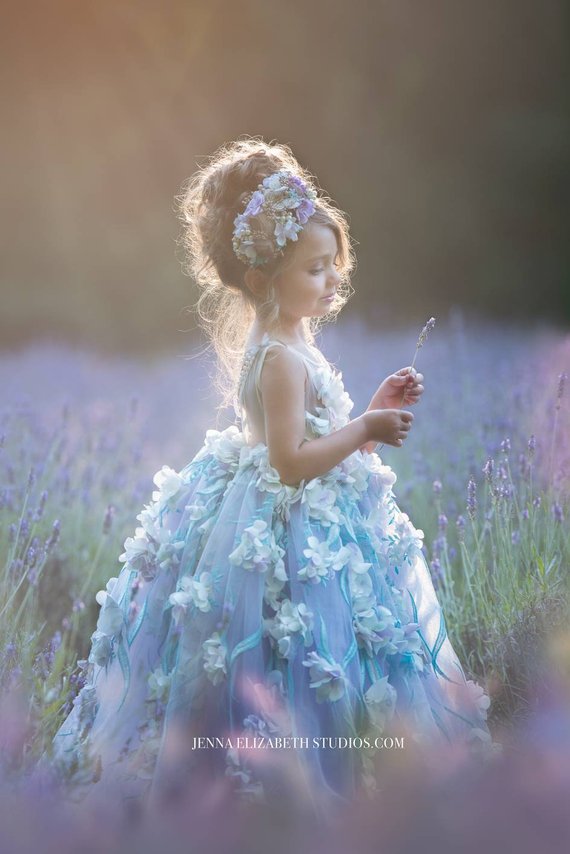 Cute Flower Girl Dresses For Wedding Jewel Neck Lace 3D Floral Appliqued A Line Puffy Girls Pageant Dress Baby First Communion Gowns