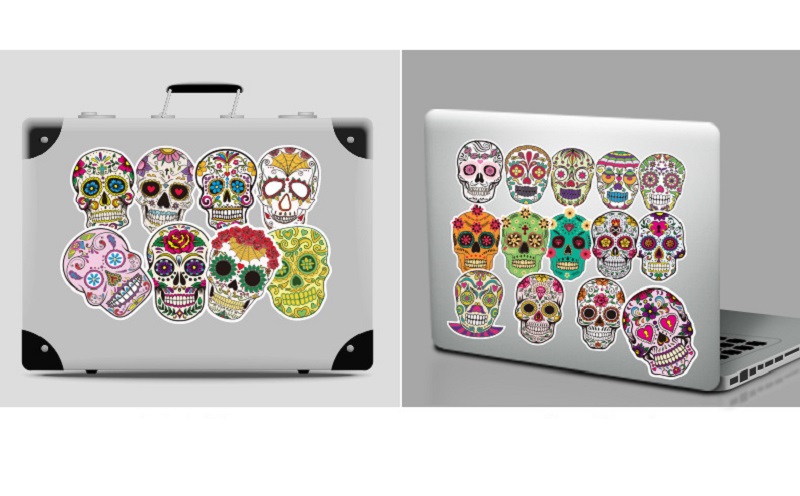 50pcs Skull Stickers Pack Motorcycle Car Stickers Mexican Day of The Dead Sticker Bomb Water Bottle